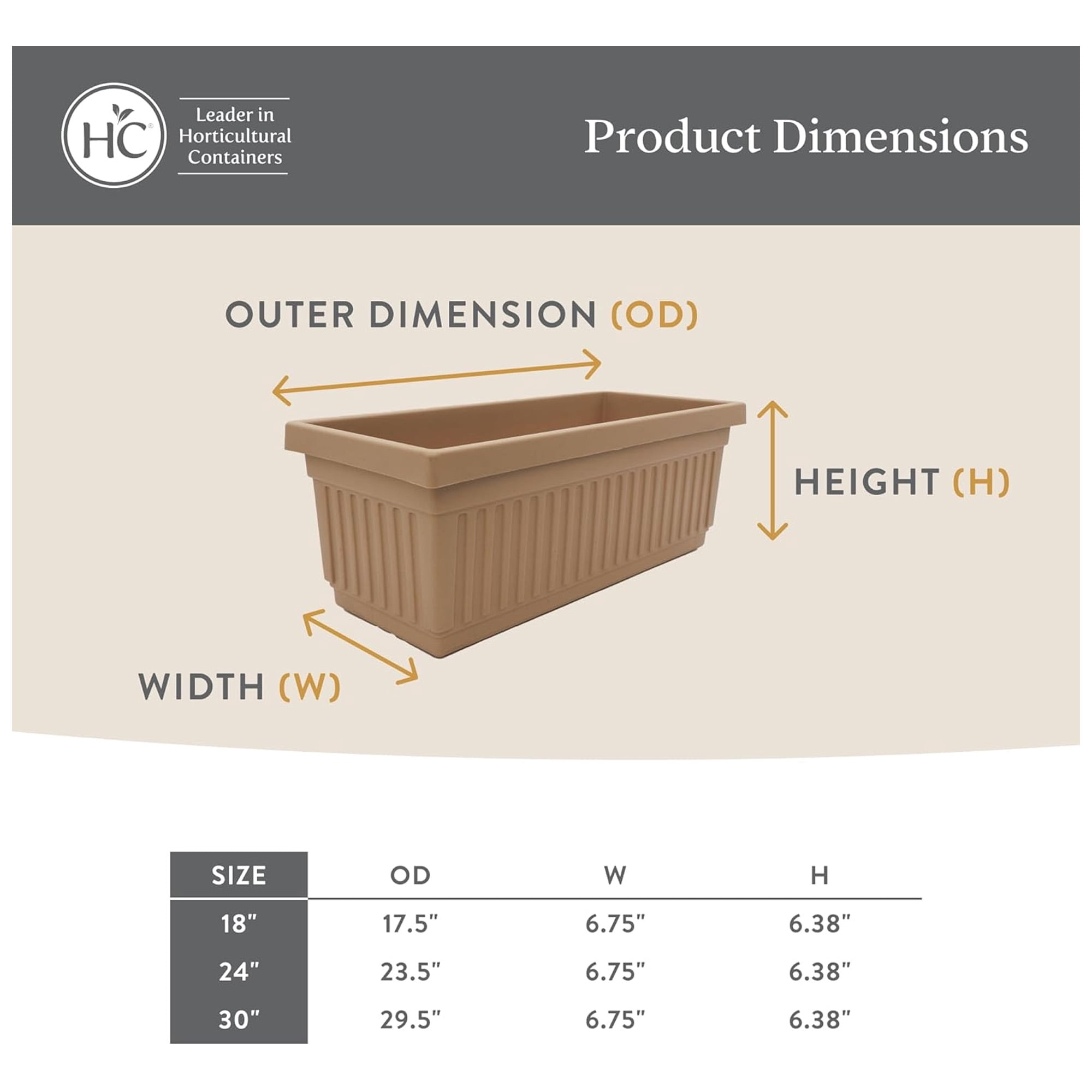 The HC Companies 18-Inch Venetian Window Planter Box with Drain Plug, Clay