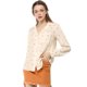 thumbnail image 3 of Camisa con Cuello en V y Solapa con Botones y Lunares en Forma de Corazón para Mujer Allegra K Beige XL, 3 of 6