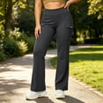 thumbnail image 4 of Women's Stretch Flare Pants High Waisted Slim Fit Pockets Casual Daily Wear Pants, 4 of 7
