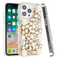 thumbnail image 2 of For iPhone 12 & iPhone 12 Pro Rose Flower Full Diamond Bling Stones - Yellow, 2 of 3