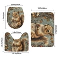 thumbnail image 2 of Squirrel Patterns Vintage 3-Piece Bathroom Rug Set Non-Slip Flannel Bath Mat 24"x16" U-Shaped Contour Mat Toilet Lid Cover, 2 of 7