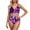 Purple, variant on KIHOUT Women's Plus Size Tropical Leaf Print High Waisted Bikini Swimsuit Two Piece Set With V Neck Padded Bra For Beach Pool Vacation Summer Water Activities