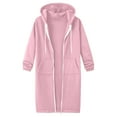 thumbnail image 4 of Kaprioy Womens Long Sleeve Tops Fall Fashion Clothes Zip Up Hoodie Womens Causal Jackets Fleece Sweatshirt with Pockets Pink, S, 4 of 8