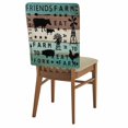 thumbnail image 2 of Chicken Cow Pig Dining Chair Back Cover Only, Farmhouse Animal Windmills Teal Wood Grain Set of 8 Chair Back Covers, Removable Washable for Dining Room, Banquet & Holiday Decoration, 2 of 9
