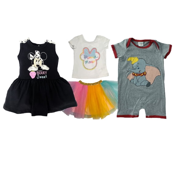 Kit 2 Vestidos Disney, 1 Pañalero, Dumbo, Minnie Mouse Disney KitD601