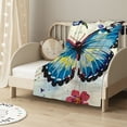 thumbnail image 2 of nygtbtfer Blanket Butterfly Flower Decor Throw Blanket Gifts for Girls Boys Butterfly Lover Super Warm Soft Plush Lightweight Fleece Flannel Sofa Bedding Blanket for Kids Adults Men Women White, 2 of 6