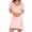 Pink, variant on Women's Nightgown Sleep Shirt Dress Satin Patchwork Short Sleeve Sleepwear with Pocket