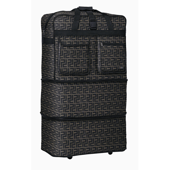Expandable Rolling Duffel Bag Wheeled Spinner Suitcase Duffel Bag Luggage 30 inch L Coffee