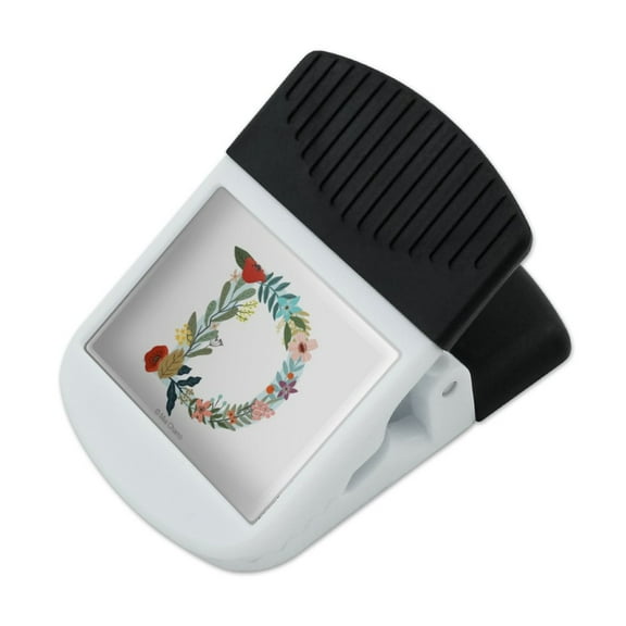 Letter D Floral Monogram Initial Refrigerator Fridge Magnet Magnetic Hanging Hook Note Snack Clip