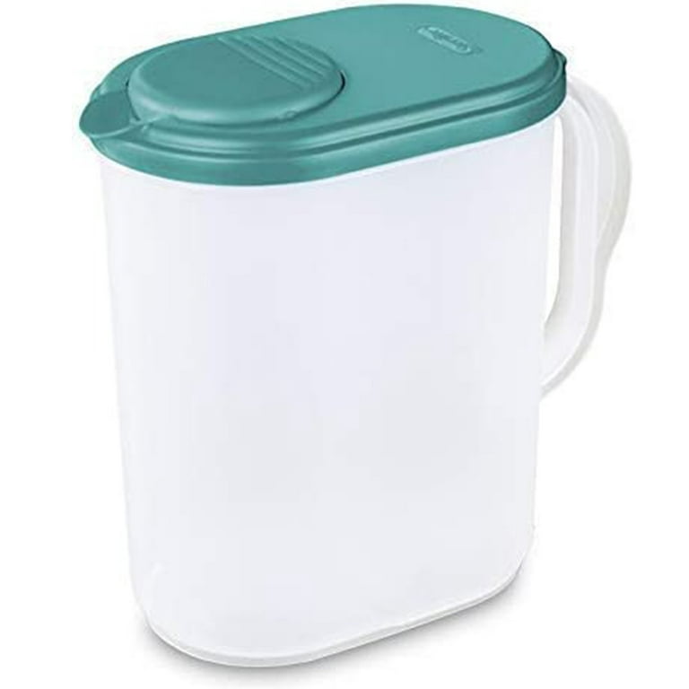 JBK Pottery - Mixing Pitcher for Drinks, Plastic Water Pitcher with Lid and  Plunger with Angled Blades, Easy-Mix Juice Container, 2-Quart Capacity 
