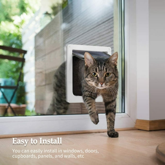 Puerta de Gato Exterior de 4 Puerta de Gato para puertas interiores y exteriores colgajo de gato interior para mascotas puertas para gato fácil instaláciano