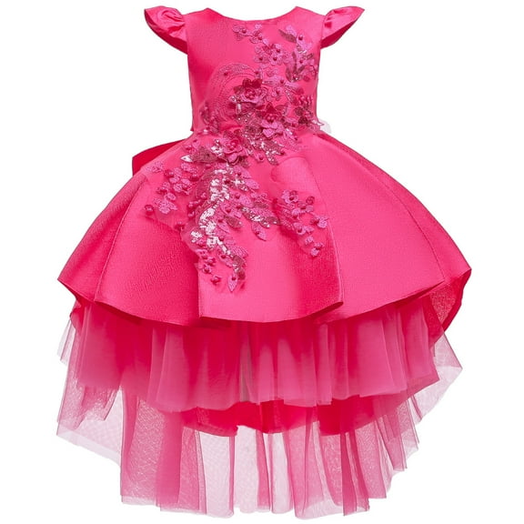 Girl Fuchsia Gown Dress without Sleeves For Wedding, Pageant, Christmas, Eid, Graduation and Birthday 4-11 years old