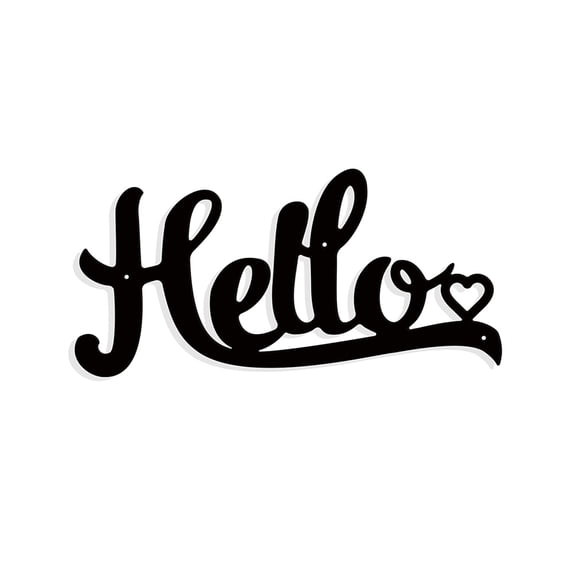 Hello Metal Wall Art Decor Matte Black Wall Hanging Decor Silhouette Wall Art Home Garden Hotel Office Wall Christmas Festival Decoration