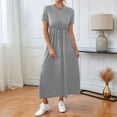 thumbnail image 6 of Women'S Short Sleeve Maxi Dresses Casual Long Dress with Pockets Grey XXL, 6 of 9