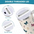 thumbnail image 5 of 40 oz Tumbler With Handle Stainless Steel Insulated Tumbler With Lid for Car Cup Holder Simple Butterflies and Flowers, 5 of 9