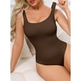 thumbnail image 5 of DARING DIVA Women's Ribbed Square Neck Thong Sleeveless Bodyshaper XX-Large Brown, 5 of 6