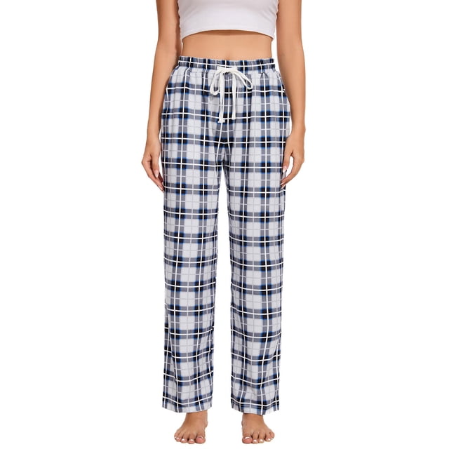ShomPort Plaid Pajama Pants Casual Wide Leg Plaid Pants Comfy Lounge Sleep Pjs Pants with Drawstring and Pockets