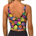thumbnail image 4 of Goofa Hawaiian Style Printed Sports Bras for Women, High Impact Running Bra Workout Crop Tank Tops Longline Sports Bra Push up-Small, 4 of 9