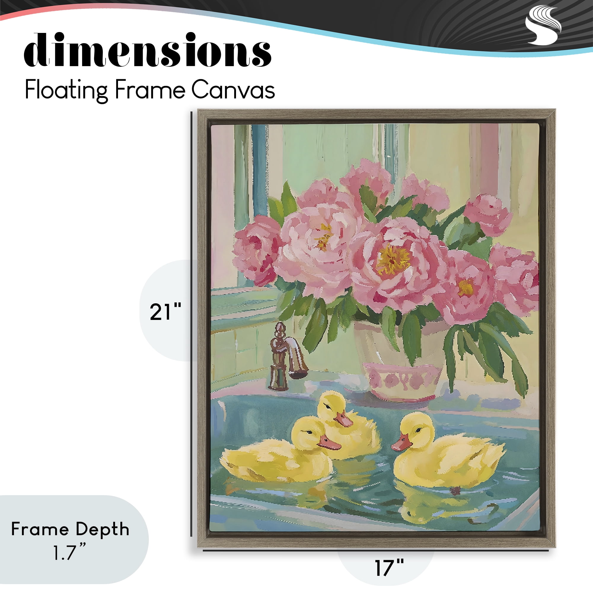 Stupell Industries Ducks in Sink Bath Brown Framed Floater Canvas Wall Art, design by The Prints Vibe