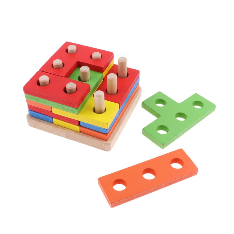 Montessori Wooden Toy Shape Stacking Game For 6 Month Above Baby Infant 02 