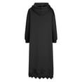 thumbnail image 7 of Womens Cotton Blend Oversized Hoodie Dress Floral Lace Hem Long Sleeve Hooded Sweatshirt Maxi Dress with Pockets (XL, Black), 7 of 7