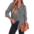 thumbnail image 4 of Fantaslook Striped Button Down Shirts for Women Classic Long Sleeve Collared Office Work Blouses Tops, 4 of 10