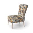 thumbnail image 3 of Designart "Mosaïque des Triangles Beiges et Bleus" Chaise d'Appoint Rembourrée Triangles Bleus - Fauteuil Moderne pour Chambre, 3 of 7