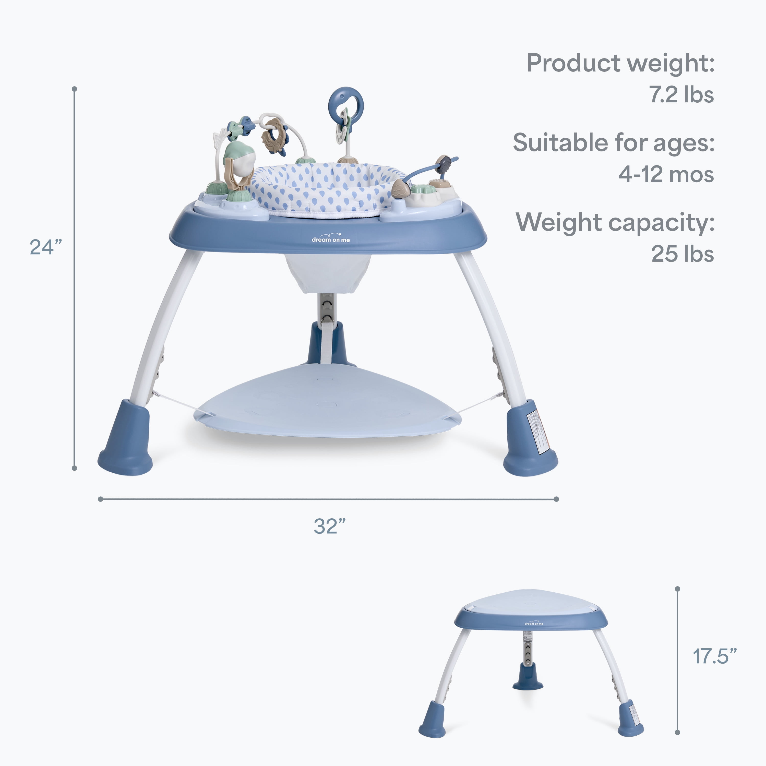 Dream On Me Pogo 3 Stage Activity Center, Moonmist Blue