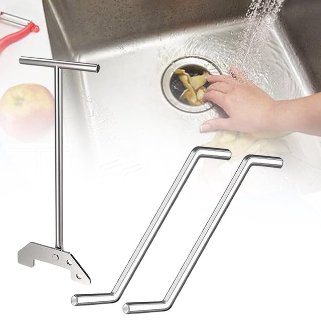 Garbage Disposal Wrench Set 3PCS Kitchen Sink Unclogging Tools with 2 Hex Keys to Unjam Food Waste Easily Remove Stuck Flywheel and Clear Clogs Fast