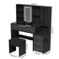 thumbnail image 3 of Furtivusia Vanity Desk with LED Lighted Mirror & Power Outlet, Makeup Vanity Table with 5 Drawers, Makeup Dressing Table with Stool for Bedroom Black, 3 of 8