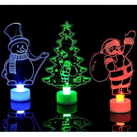 

Christmas Colorful Night Light LED Flashing Lamp Christmas Decoration Bedroom Christmas Tree Snowman Night Light Random Style 3PCS
