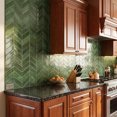 thumbnail image 3 of DEWOO 10 Sheets Herringbone Peel and Stick Backsplash, Thicker Rectangular Vinyl Stick-On Wall Tiles, 3D Adhesive Waterproof Wall Tiles for Kitchen, Bathroom, Living Room(Dark Green,12.6”x10”), 3 of 12