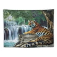 thumbnail image 5 of GOSMITH  Savannah Tapestry, Indochina Tiger Laying Under Banyan Tree Against Limestone Waterfall Nature, Wide Wall Hanging for Bedroom Living Room Dorm Painting, 5 of 6