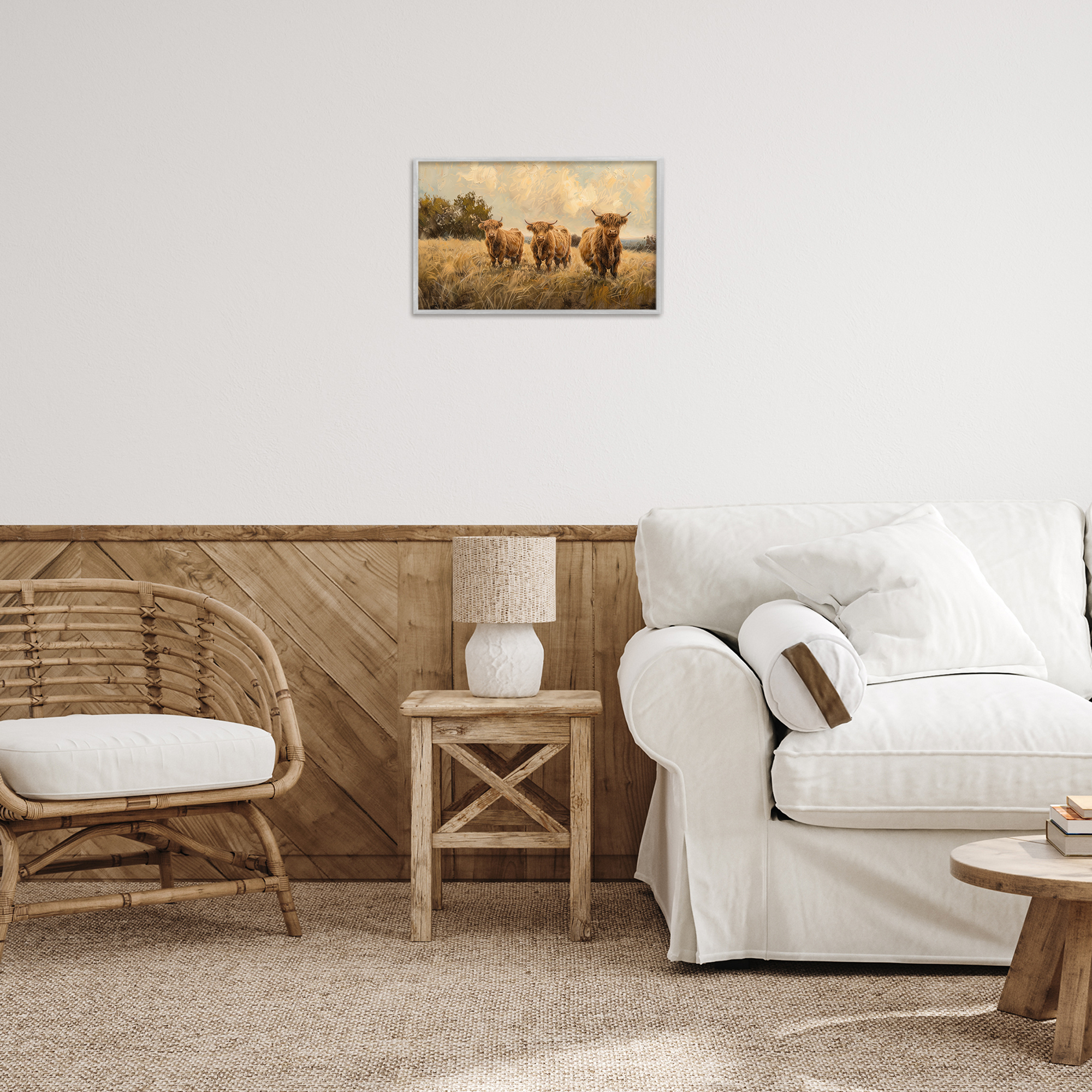 Stupell Industries Three's A Party Cattle Animals & Insects Painting Gray Framed Art Print Wall Art, 18 x 12