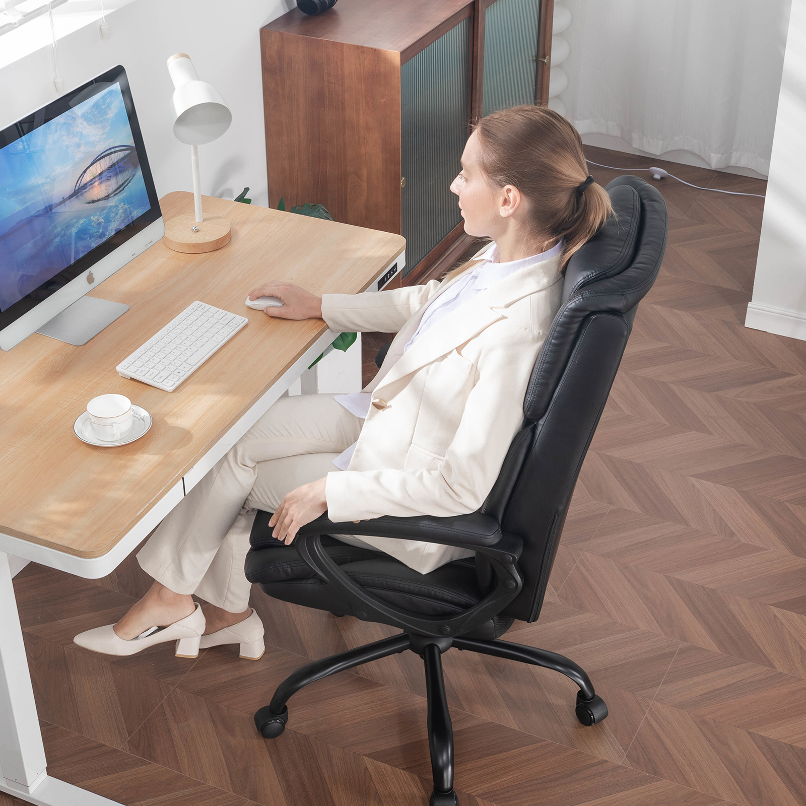 Mainstays Executive Ergonomic High Back Home Office Desk Chair, Black photo 6
