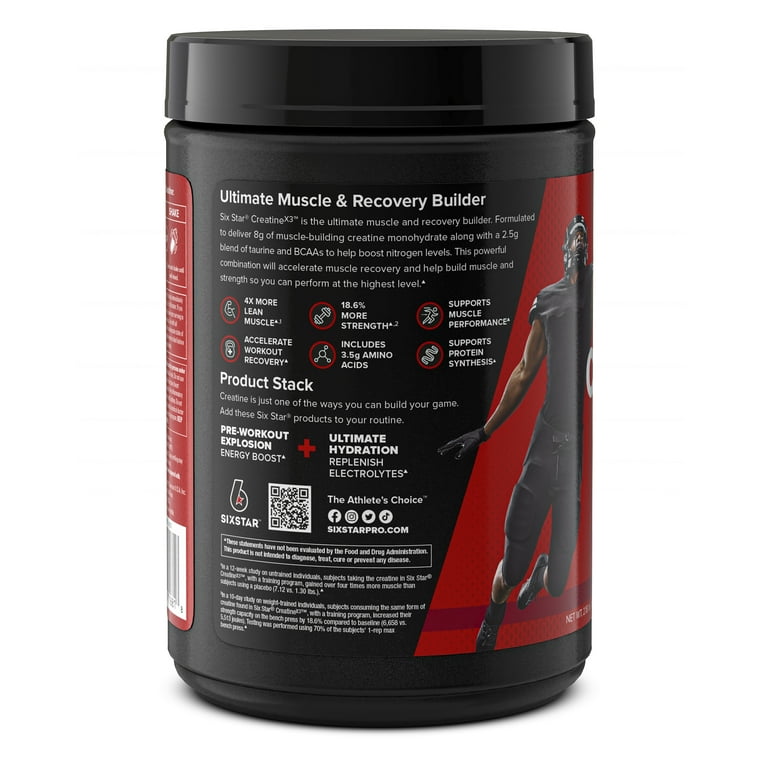 Six Pro Nutrition Creatine X3 BCAA Acid Blend Powder, Fruit Punch, 2.18 lbs, 30 Servings - Walmart.com