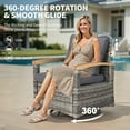 thumbnail image 5 of MEISSALIVVE 3 Pieces Outdoor Swivel Rocker, Patio Furniture Bistro Set with 360° Wood Armrests Swivel Rock Chairs and Side Table(Gray), 5 of 8