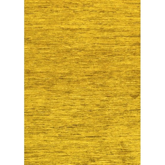Ahgly Company Machine Washable Indoor Rectangle Solid Yellow Modern Area Rugs, 2' x 5'