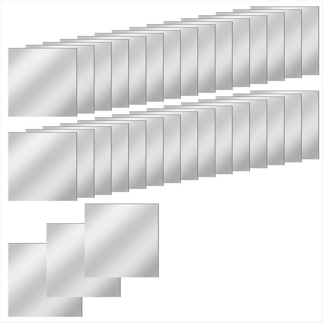 30 Piezas de Mini Azulejos de Espejo Acrílicos Autoadhesivos, Pequeños Azulejos de Espejo Cuadrados de Alta Definición de 3 Pulgadas para Manualidades y