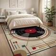 thumbnail image 3 of ODIKA 8'x10' Washable Area Rug Durable, Non-Slip Record Vintage Vinyl Music Album Inspired Circle Featuring Shaped for Living Room, Under Sectional, Family, 3 of 7