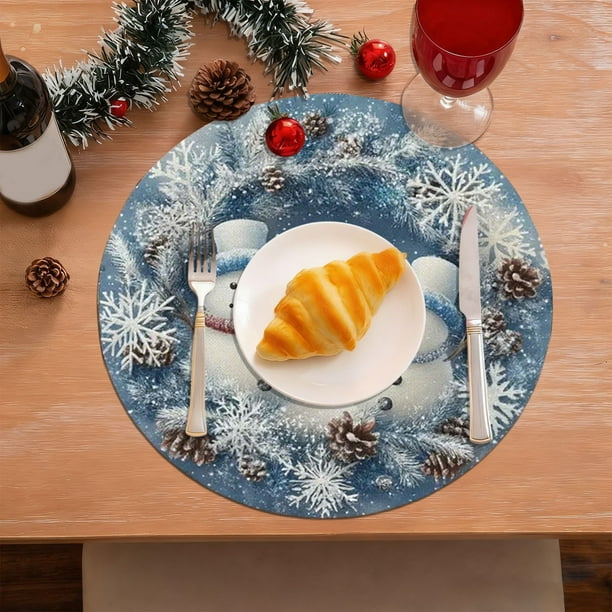 Ireezec Christmas Diatomite Placemat t Reusable Heat Resistant Washable Table Mats Holiday Dining Party Decoration Insulated Tabletop Protector for Festive Gatherings
