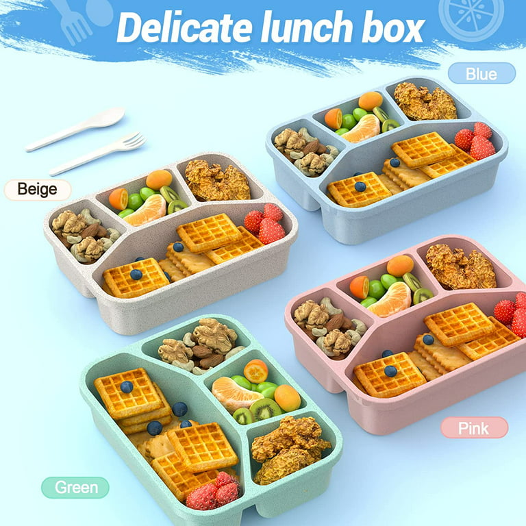 Bento Lunch Box For Kids 4-compartment Meal Prep Container 4 Pack