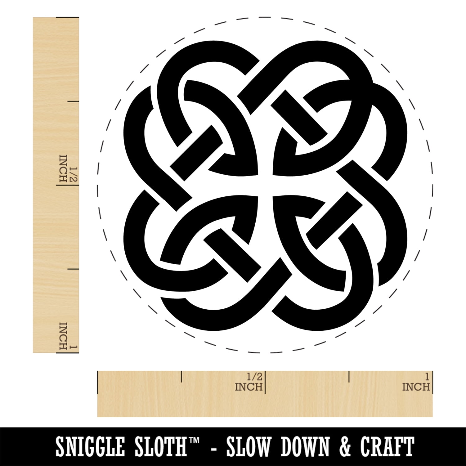 Clover Irish Celtic Knot Self-Inking Rubber Stamp Ink Stamper - Brown Ink - Medium 1 Inch