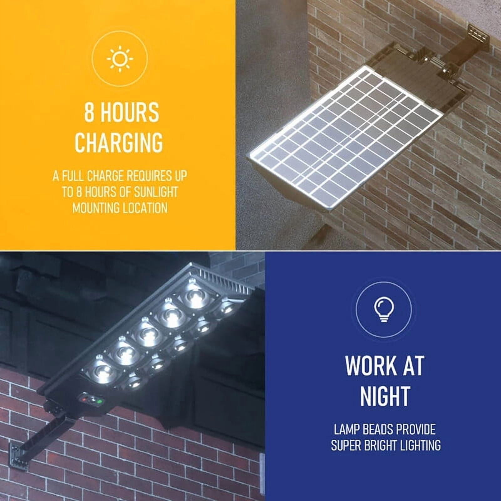 Commercial 1000000LM LED Outdoor Dusk to Dawn Solar Street Light Road Area Lamp