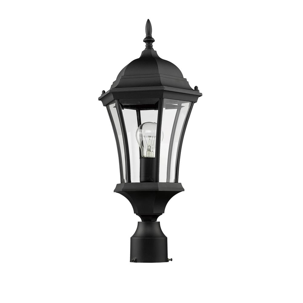 522PHM-BK-Z-Lite-Wakefield - 1 Light Outdoor Post Mount Lantern in Fusion Style - 9.5 Inches Wide by 22 Inches High