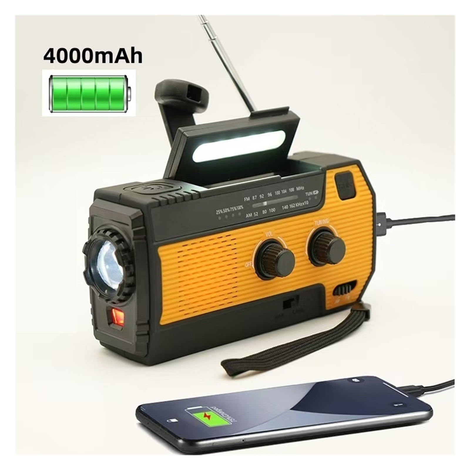 Multifunctional Emergency Radio, Hand-cranked Generator, Solar Charging, Outdoor Lighting, Disaster Prevention ,Portable