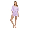 thumbnail image 5 of EFINNY Women's Pajamas Set Short Sleeve 2 Piece Soft Comfy Nightwear Set Retro Polka Dot Loungewear Sets,S-XXL, 5 of 6