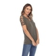 thumbnail image 2 of White Mark Women's Keyhole Neck Cutout Short Sleeve Top, 2 of 6