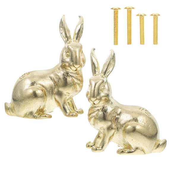MRLESS 2pcs Brass Bunny Drawer Knobs Bunny Cabinet Knobs Metal Bronze Drawer Handles For Cabinets Dressers And Furniture Home Decor