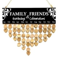 Family Birthday Board Reminder Hanging DIY Wall Wooden Calendar Listing ...
